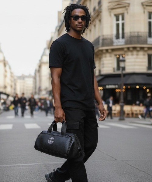 Paris Saint-Germain シボ生地がま口ボストン（M）（ボストンバッグ