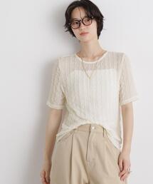 シアーカットクルーネックトップス