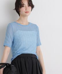 シアーカットクルーネックトップス