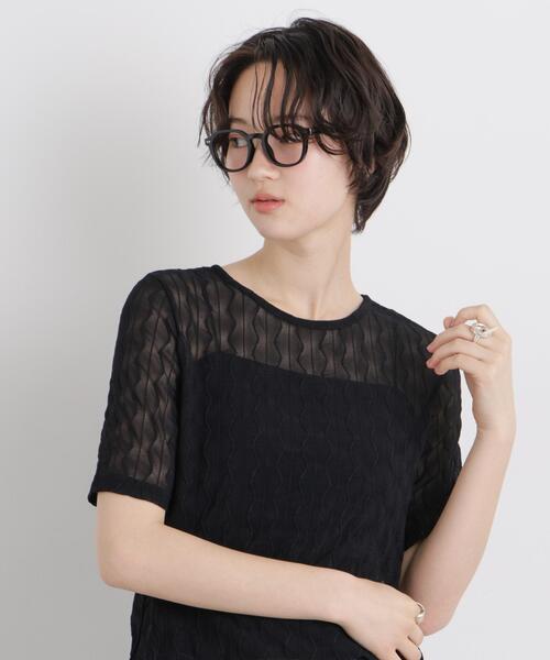 NANO universe（ナノユニバース）の「シアーカットクルーネックトップス（Tシャツ/カットソー・レディース・アイボリー/ブラック/ブルー・FREE）」の4枚目の写真