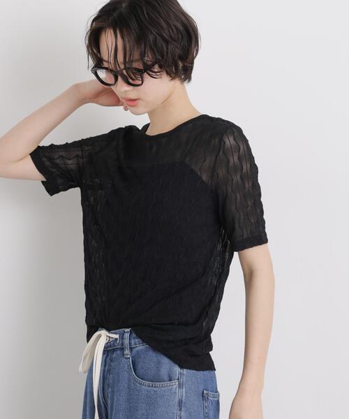 NANO universe（ナノユニバース）の「シアーカットクルーネックトップス（Tシャツ/カットソー・レディース・アイボリー/ブラック/ブルー・FREE）」の6枚目の写真