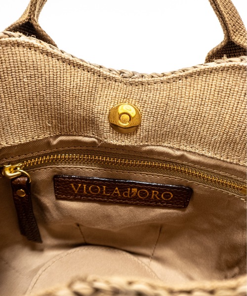 VIOLAd'ORO(ヴィオラドーロ)の「【VIOLAd'ORO/ヴィオラドーロ】ラフィア テープハンドルトート Sサイズ かごバッグ(かごバッグ・レディース・モカ/アッシュブラウン/ナチュラル・FREE)」の10枚目の写真