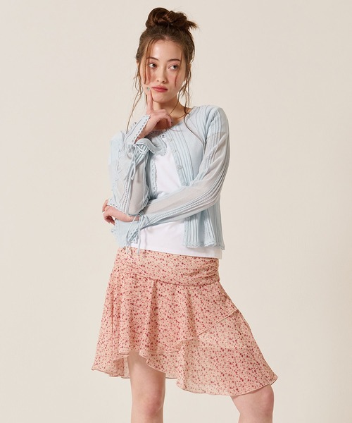 ウエストマーク フレア シフォンスカート TINA：JOJUN（スカート