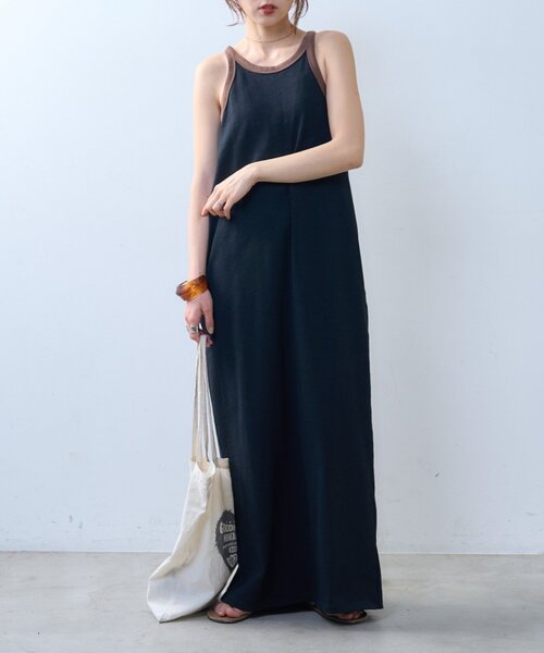 CIAOPANIC TYPY(チャオパニックティピー)の「【willow】スラブ配色アメスリワンピース(ワンピース・レディース・ブラック/ブラウン・ONE SIZE)」の2枚目の写真
