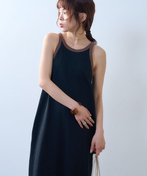 CIAOPANIC TYPY(チャオパニックティピー)の「【willow】スラブ配色アメスリワンピース(ワンピース・レディース・ブラック/ブラウン・ONE SIZE)」の7枚目の写真