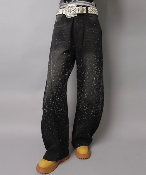 SPINNS(スピンズ)の「ラインストーンデニムバルーンパンツ/2サイズ展開/バディガール(デニムパンツ・レディース・サックスブルー/ブラック・M/S)」の18枚目の写真