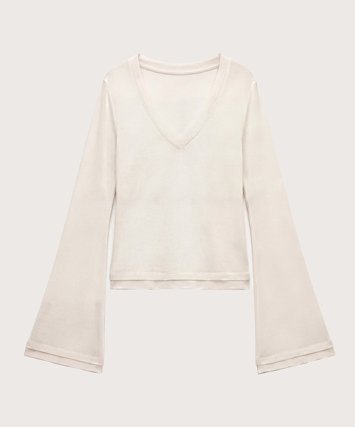 kiehtova(キエトヴァ)の「【kiehtova】CLEAN SILHOUETTE VTOPS/クリーン シルエット ブイトップス KTWR65(Tシャツ/カットソー・レディース・ブラック/アイボリー/アッシュグレー・FREE)」の12枚目の写真