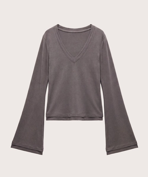 kiehtova(キエトヴァ)の「【kiehtova】CLEAN SILHOUETTE VTOPS/クリーン シルエット ブイトップス KTWR65(Tシャツ/カットソー・レディース・ブラック/アイボリー/アッシュグレー・FREE)」の8枚目の写真