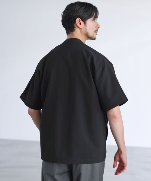 SPU(スプ)の「【セットアップ対応】【接触冷感・防シワ・速乾】ドライポリノーカラー半袖シャツカーディガン(カーディガン/ボレロ・メンズ・グレー/ブラック/ネイビー・M/L/XL/S)」の6枚目の写真