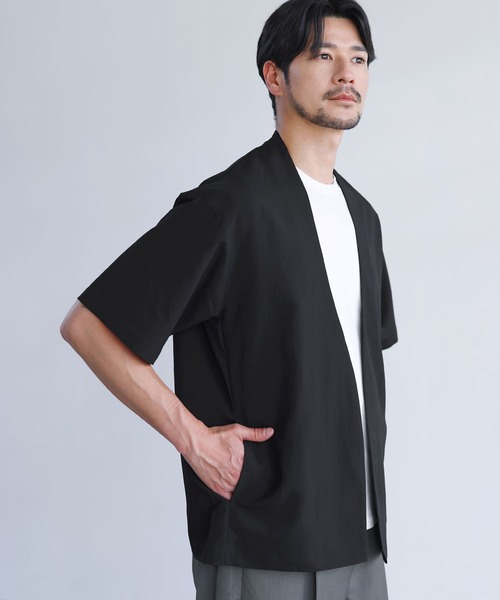 SPU(スプ)の「【セットアップ対応】【接触冷感・防シワ・速乾】ドライポリノーカラー半袖シャツカーディガン(カーディガン/ボレロ・メンズ・グレー/ブラック/ネイビー・M/L/XL/S)」の8枚目の写真