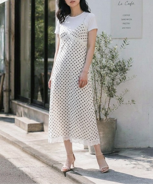 AMELY（エミリー）の「ドット柄キャミソールワンピース（ワンピース・レディース・ホワイト/ブラック・フリー）」の10枚目の写真