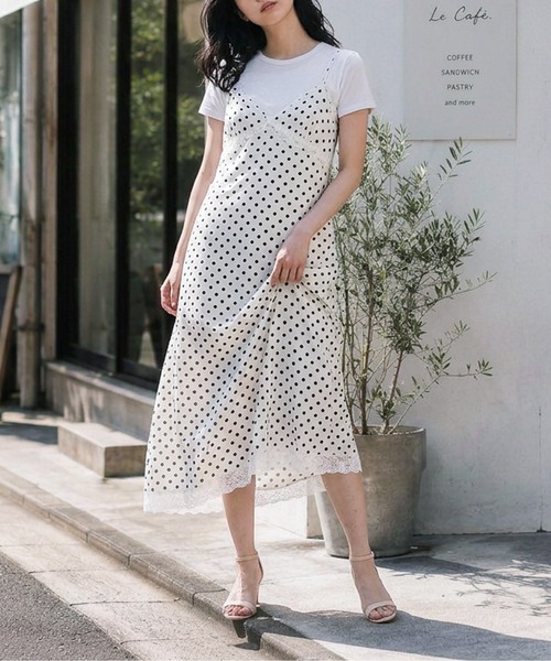 AMELY（エミリー）の「ドット柄キャミソールワンピース（ワンピース・レディース・ホワイト/ブラック・フリー）」の9枚目の写真