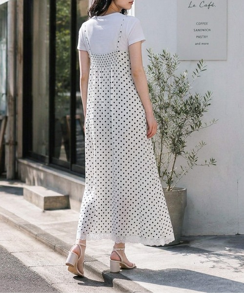 AMELY（エミリー）の「ドット柄キャミソールワンピース（ワンピース・レディース・ホワイト/ブラック・フリー）」の7枚目の写真