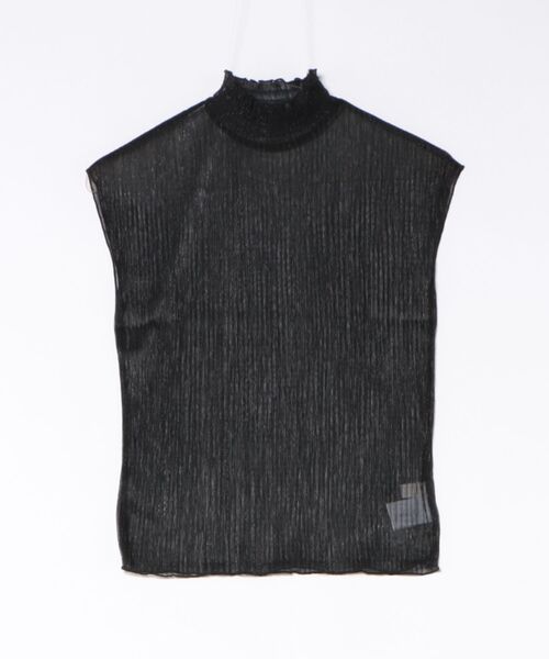 12Twelve Agenda(トゥエルブ アジェンダ)の「シアーラメプリーツフレンチスリーブカットソープルオーバー(Tシャツ/カットソー・レディース・ブラック/グレイッシュベージュ・M)」の1枚目の写真