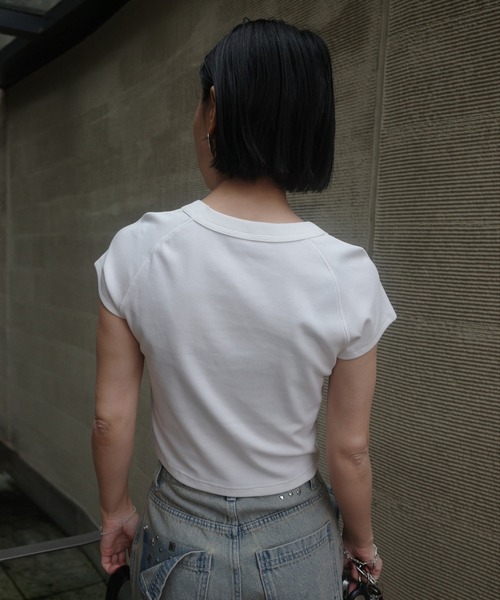 Ameri（アメリ）の「26AW LACE DOCKING CONCEPT COMPACT TEE（Tシャツ/カットソー・レディース・グリーン/スミクロ/ブラウン/ホワイト・FREE）」の5枚目の写真