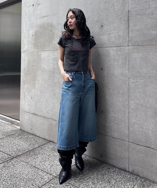 Ameri（アメリ）の「26AW LACE DOCKING CONCEPT COMPACT TEE（Tシャツ/カットソー・レディース・グリーン/スミクロ/ブラウン/ホワイト・FREE）」の8枚目の写真
