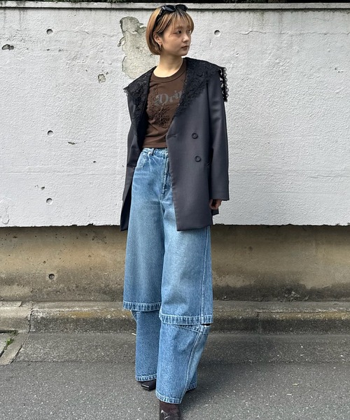 Ameri（アメリ）の「26AW LACE DOCKING CONCEPT COMPACT TEE（Tシャツ/カットソー・レディース・グリーン/スミクロ/ブラウン/ホワイト・FREE）」の10枚目の写真