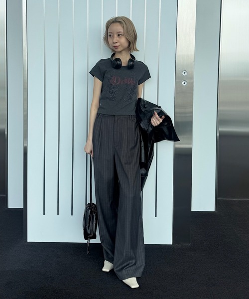 Ameri（アメリ）の「26AW LACE DOCKING CONCEPT COMPACT TEE（Tシャツ/カットソー・レディース・グリーン/スミクロ/ブラウン/ホワイト・FREE）」の6枚目の写真