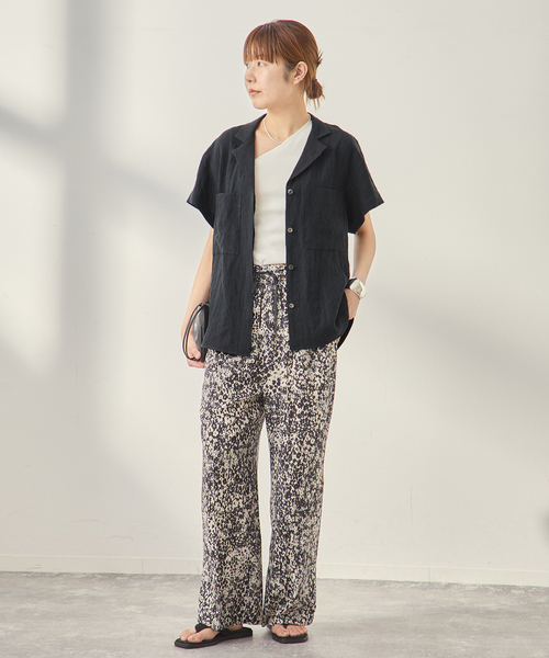 journal standard L'essage(ジャーナルスタンダードレサージュ)の「《セットアップ可》トリプルリネンシャツ(シャツ/ブラウス・レディース・ベージュ/ブラック・FREE)」の4枚目の写真