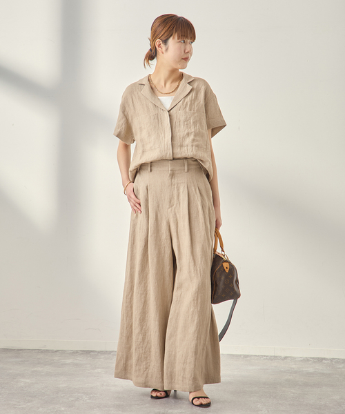 journal standard L'essage(ジャーナルスタンダードレサージュ)の「《セットアップ可》トリプルリネンシャツ(シャツ/ブラウス・レディース・ベージュ/ブラック・FREE)」の3枚目の写真