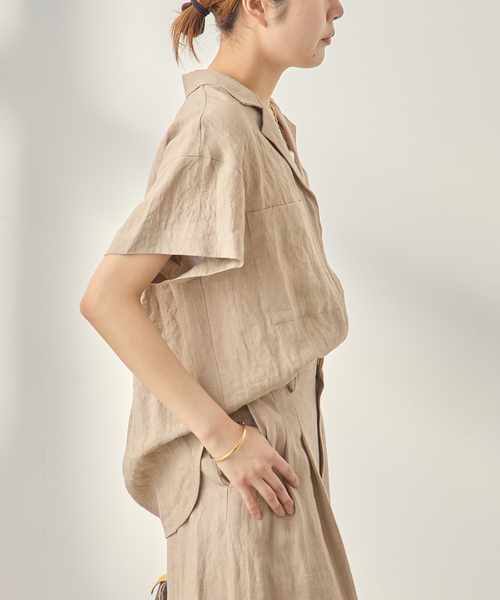 journal standard L'essage(ジャーナルスタンダードレサージュ)の「《セットアップ可》トリプルリネンシャツ(シャツ/ブラウス・レディース・ベージュ/ブラック・FREE)」の18枚目の写真