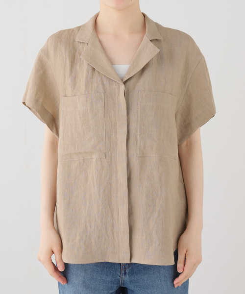journal standard L'essage(ジャーナルスタンダードレサージュ)の「《セットアップ可》トリプルリネンシャツ(シャツ/ブラウス・レディース・ベージュ/ブラック・FREE)」の6枚目の写真