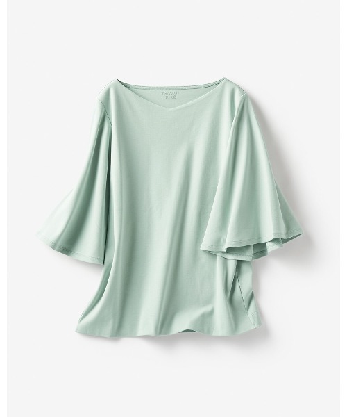 DoCLASSE( ドゥクラッセ)の「浅Vネック/ベルスリーブ・ドゥクラッセTシャツ(Tシャツ/カットソー・レディース・イエロー/ダークネイビー/ホワイト/ブルー/グリーン・L/M/S/LL)」の2枚目の写真