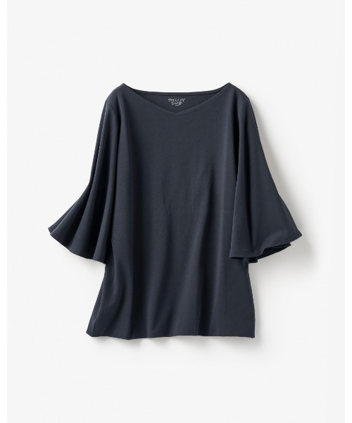 DoCLASSE( ドゥクラッセ)の「浅Vネック/ベルスリーブ・ドゥクラッセTシャツ(Tシャツ/カットソー・レディース・イエロー/ダークネイビー/ホワイト/ブルー/グリーン・L/M/S/LL)」の7枚目の写真