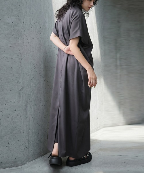 antiqua（アンティカ）の「アシンメトリー ツイスト レイヤード ワンピース（ワンピース・レディース・ブラック/グレー・ONESIZE）」の8枚目の写真