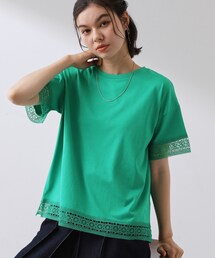 THE SHOP TK  | 【インせず着られる】モチーフレース切替Tシャツ(Tシャツ/カットソー)