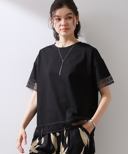 THE SHOP TK (ザ ショップ ティーケー )の「【インせず着られる】モチーフレース切替Tシャツ(Tシャツ/カットソー・レディース・オフホワイト/ブラック/グリーン・13/12)」の8枚目の写真