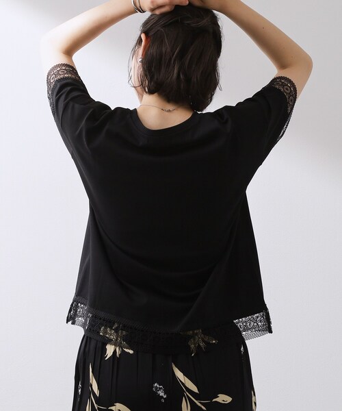 THE SHOP TK (ザ ショップ ティーケー )の「【インせず着られる】モチーフレース切替Tシャツ(Tシャツ/カットソー・レディース・オフホワイト/ブラック/グリーン・13/12)」の9枚目の写真