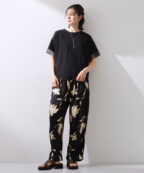 THE SHOP TK (ザ ショップ ティーケー )の「【インせず着られる】モチーフレース切替Tシャツ(Tシャツ/カットソー・レディース・オフホワイト/ブラック/グリーン・13/12)」の10枚目の写真