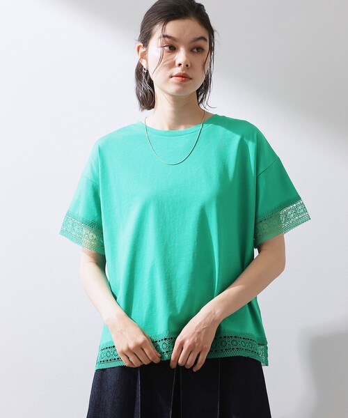 THE SHOP TK (ザ ショップ ティーケー )の「【インせず着られる】モチーフレース切替Tシャツ(Tシャツ/カットソー・レディース・オフホワイト/ブラック/グリーン・13/12)」の12枚目の写真