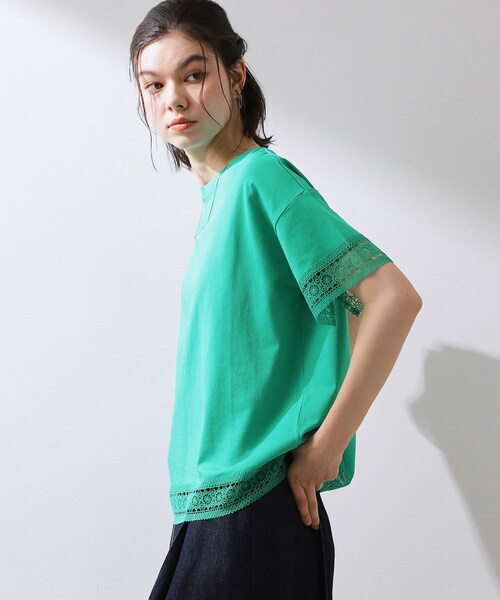 THE SHOP TK (ザ ショップ ティーケー )の「【インせず着られる】モチーフレース切替Tシャツ(Tシャツ/カットソー・レディース・オフホワイト/ブラック/グリーン・13/12)」の13枚目の写真