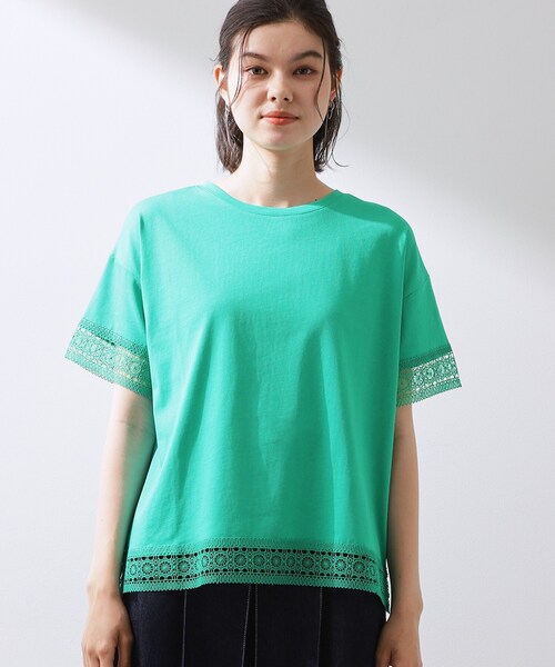 THE SHOP TK (ザ ショップ ティーケー )の「【インせず着られる】モチーフレース切替Tシャツ(Tシャツ/カットソー・レディース・オフホワイト/ブラック/グリーン・13/12)」の16枚目の写真
