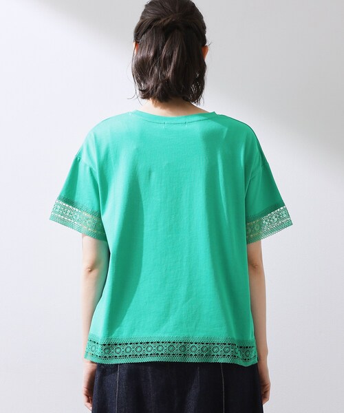 THE SHOP TK (ザ ショップ ティーケー )の「【インせず着られる】モチーフレース切替Tシャツ(Tシャツ/カットソー・レディース・オフホワイト/ブラック/グリーン・13/12)」の18枚目の写真
