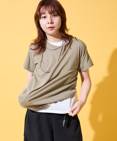 FREAK'S STORE(フリークスストア)の「シアー Tシャツ(Tシャツ/カットソー・レディース・オリーブ/レモンイエロー/ライトグレー/オフホワイト・フリ-)」の1枚目の写真