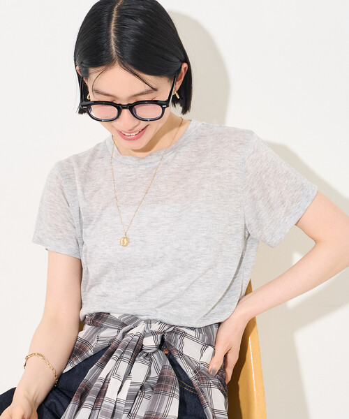 FREAK'S STORE(フリークスストア)の「シアー Tシャツ(Tシャツ/カットソー・レディース・オリーブ/レモンイエロー/ライトグレー/オフホワイト・フリ-)」の6枚目の写真