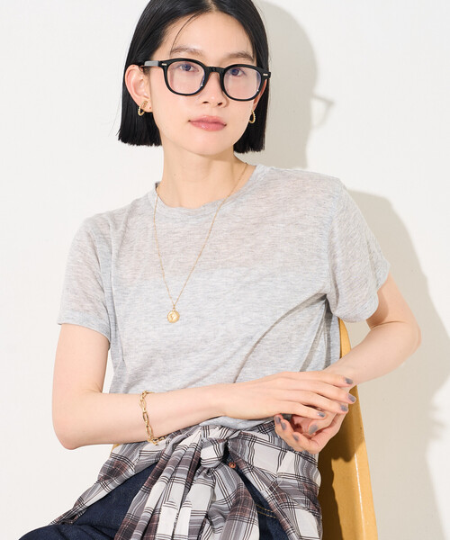 FREAK'S STORE(フリークスストア)の「シアー Tシャツ(Tシャツ/カットソー・レディース・オリーブ/レモンイエロー/ライトグレー/オフホワイト・フリ-)」の7枚目の写真