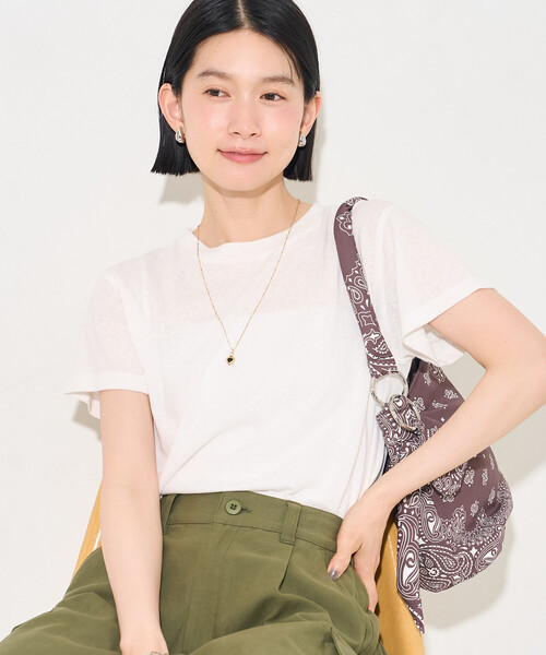 FREAK'S STORE(フリークスストア)の「シアー Tシャツ(Tシャツ/カットソー・レディース・オリーブ/レモンイエロー/ライトグレー/オフホワイト・フリ-)」の14枚目の写真