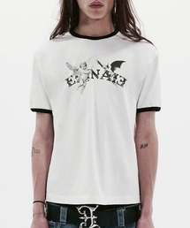 E RIN AI E（オリンアイ）の「【E RIN AI E】HOLY FUNKY DUO SHORT SLEEVE T / 【オリンアイ】ホリーファンキーデュオプリントロゴ半袖リンガーTシャツ（Tシャツ/カットソー）」