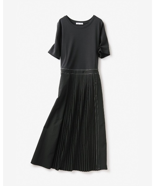 DoCLASSE( ドゥクラッセ)の「フロントプリーツ・コンビワンピース(ワンピース・レディース・ブラック/ベージュ・M/S/L/LL)」の6枚目の写真