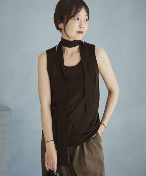 plage(プラージュ)の「Stole Knit タンク(ニット/セーター・レディース・チャコールグレー/ブラウン・FREE)」の16枚目の写真