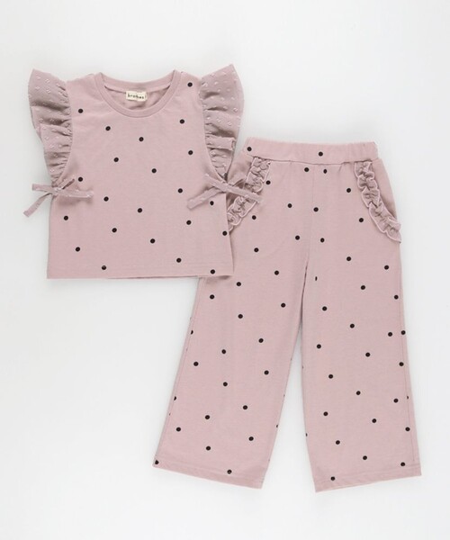 BRANSHES(ブランシェス)の「袖フリルセットアップ(セットアップ・キッズ・ピンク/ラベンダー・100/130/140/80/150/90/120/110)」の3枚目の写真