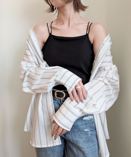 styiro(スタイロ)の「魅せるインナー バッククロスカップ付きキャミソール(キャミソール・レディース・ホワイト/ブラック・FREE)」の10枚目の写真