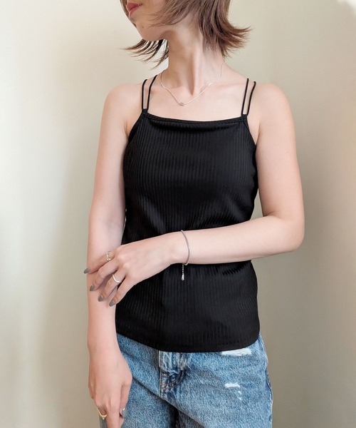 styiro(スタイロ)の「魅せるインナー バッククロスカップ付きキャミソール(キャミソール・レディース・ホワイト/ブラック・FREE)」の16枚目の写真