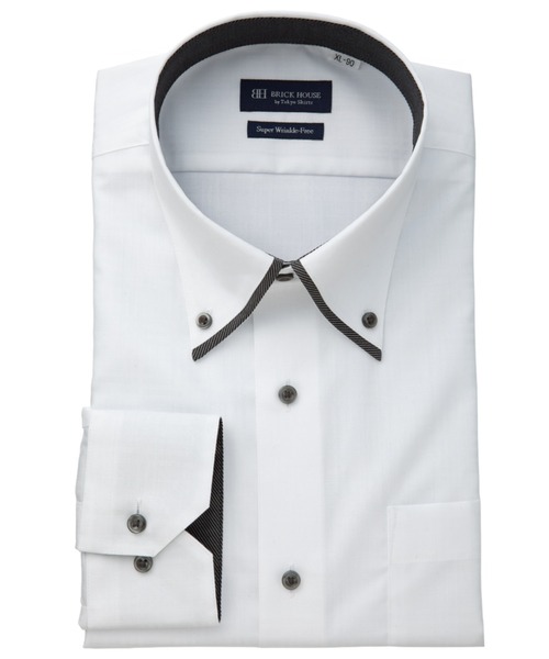 TOKYO SHIRTS(トウキョウシャツ)の「【超形態安定】 形態安定ノンアイロン ボタンダウン 長袖ビジネスワイシャツ(大きいサイズ・長いサイズ)(ビジネスシャツ・メンズ・ホワイト・首回り43cm-裄丈90cm/首回り42cm-裄丈90cm/首回り41cm-裄丈90cm/首回り39cm-裄丈88cm/首回り47cm-裄丈90cm/首回り47cm-裄丈86cm/首回り45cm-裄丈90cm/首回り45cm-裄丈86cm/首回り45cm-裄丈82cm)」の1枚目の写真