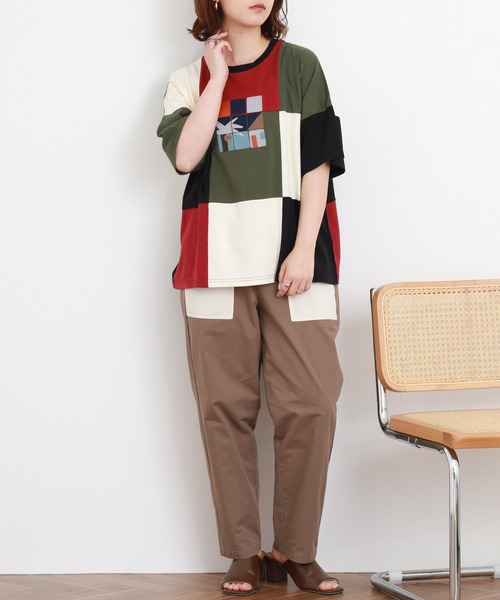 Emago（イマゴ）の「EMAGO タイル刺繍T 半端袖（Tシャツ/カットソー・レディース・ホワイト/ブラック・FREE）」の9枚目の写真