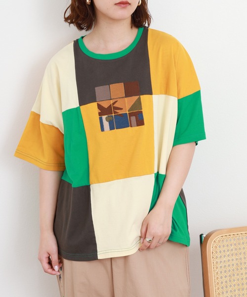 Emago（イマゴ）の「EMAGO タイル刺繍T 半端袖（Tシャツ/カットソー・レディース・ホワイト/ブラック・FREE）」の10枚目の写真